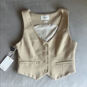 Wilfred Aritzia Beige Houndstooth Desire Vest